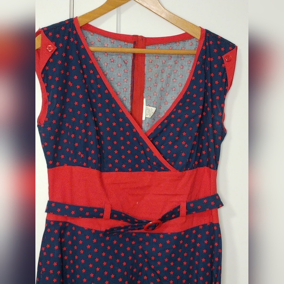 Vintage Inspired Navy and Red Stars Dress - Picture 2 of 4